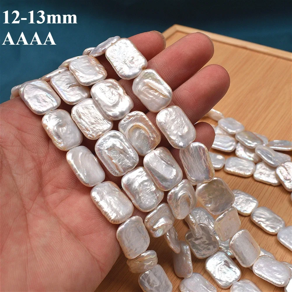 

12-13mm 4A Natural Freshwater Pearl Baroque White Square Fine Loose Isolate Bead Jewelry Make DIY Bracelet Necklace Accessories