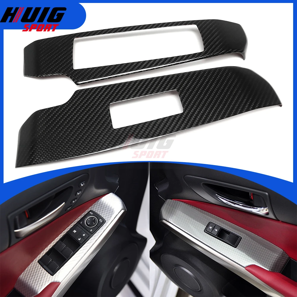 

2PCS LHD Carbon Fiber Car Interior Door Window Switch Lift Lock Panel Trim Accessories For Lexus IS IS250 IS300 IS350 2021-2024