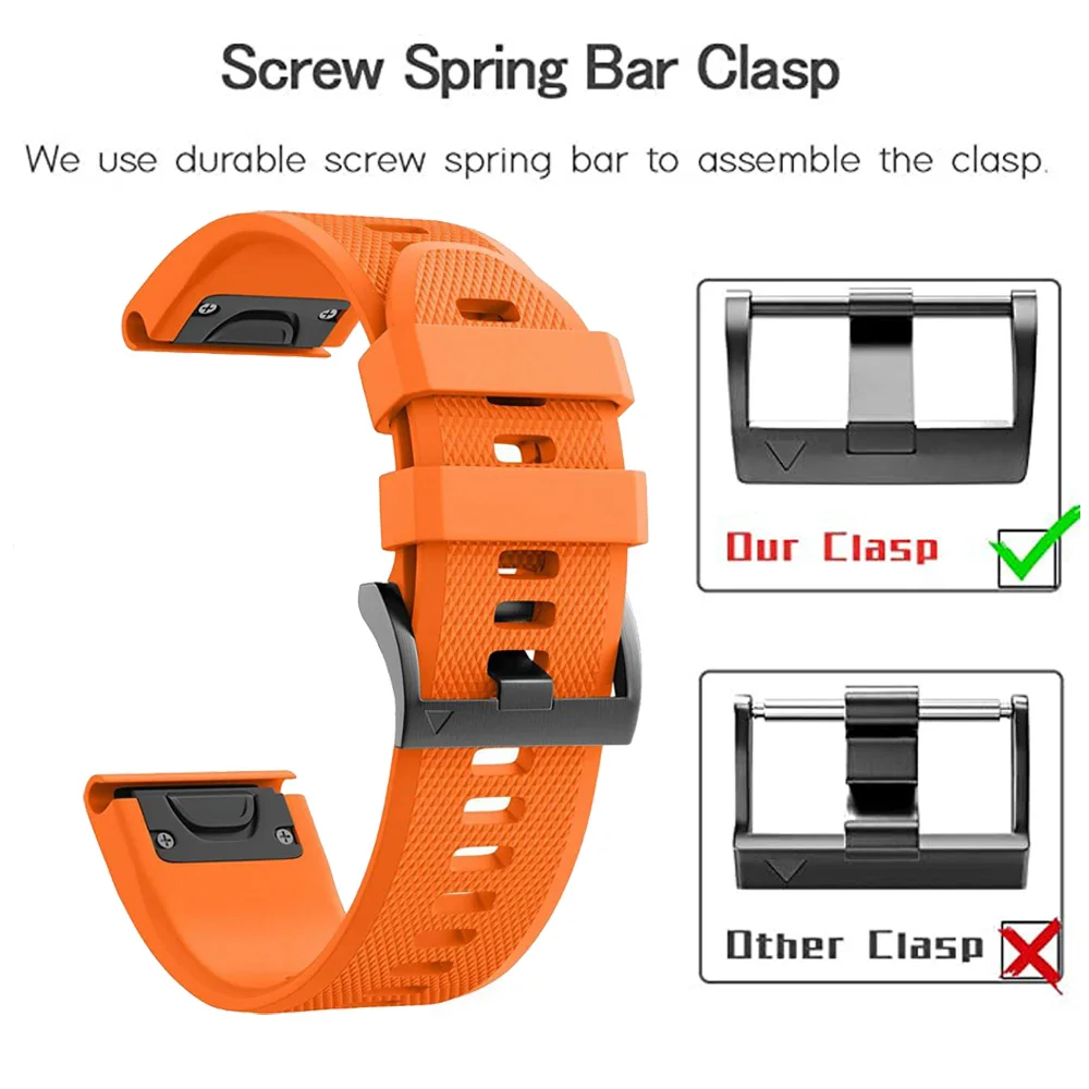 22 26mm QuickFit Silicone Bracelet Strap For Garmin Fenix 7X 7 Pro 51 47mm 6X 6Pro Solar 5 5X Plus MARQ Mk2i Mk2 Smart Watchband