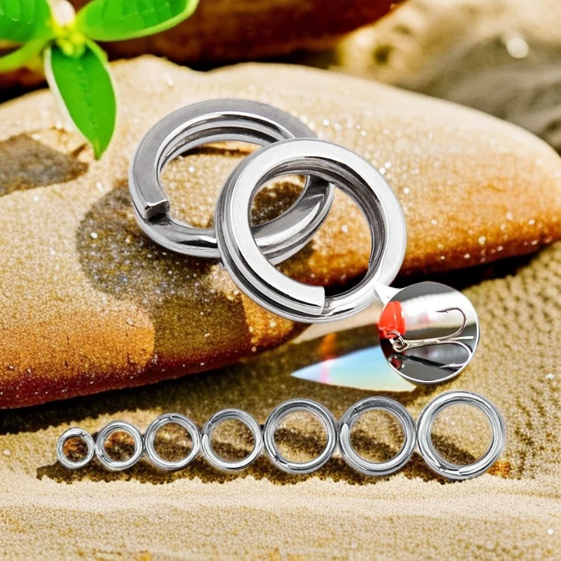 

50Pcs/Bag Pesca Stainless Steel Split Ring Diameter 4.7mm to 10mm Heavy Duty Fishing Double Ring Connector Fishing Accessories