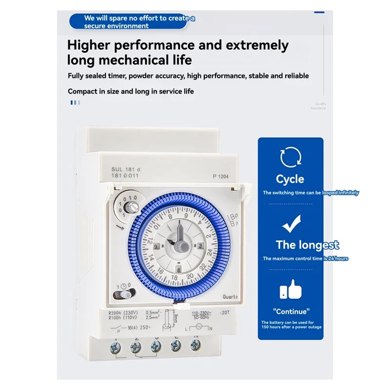 

A69E24-Hour AC110-230V Time Relay CNC Sul181d Mechanical Timer Industrial Track Installation Time Control Switch