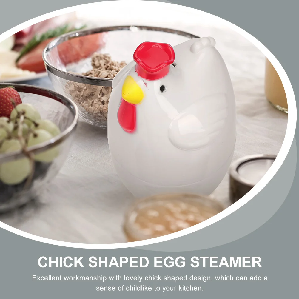 Nonstick Cookware Microwave Egg Boiler Steamer Chicken Shaped Kitchen Gadget Cooker White