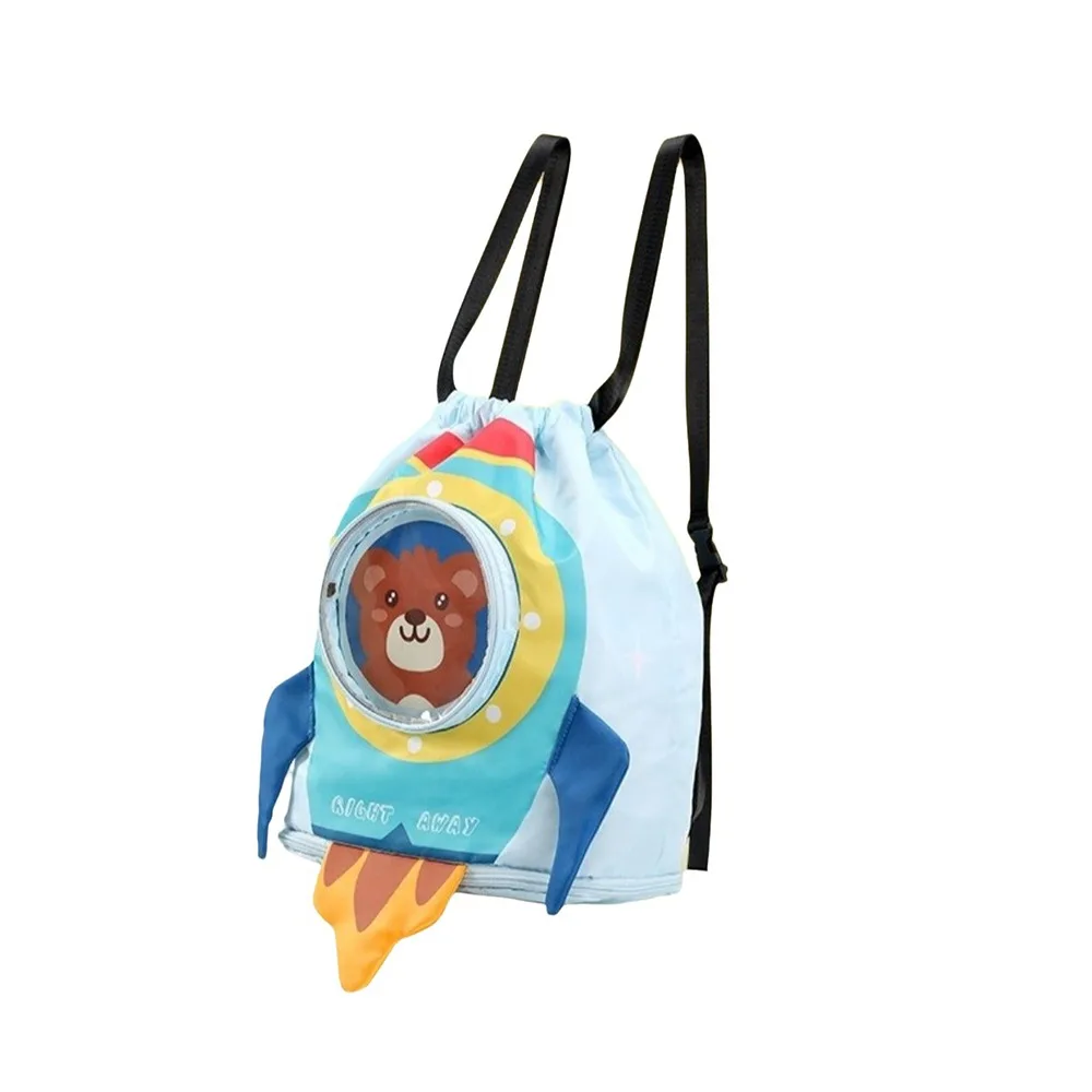 Portable Shark Drawstring Swimming Bag Separation Storage Oxford Cloth Wet Dry Bag Drawstring Closur Cartoon Design