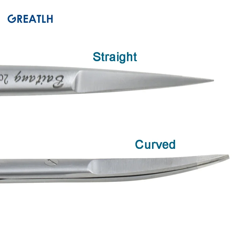 Stainless Steel Golden Handle Cut Tissue Scissors Pointed Straight Curved Head Tissue Scissors Autoclavable