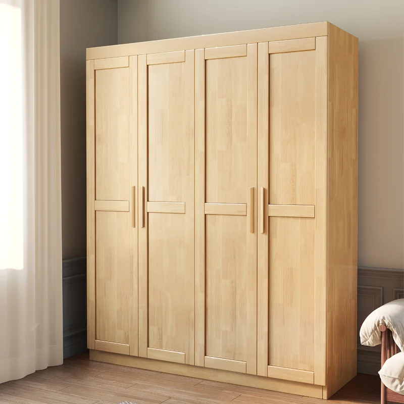 Small home bedroom floor-standing storage with multiple solid wood cabinets