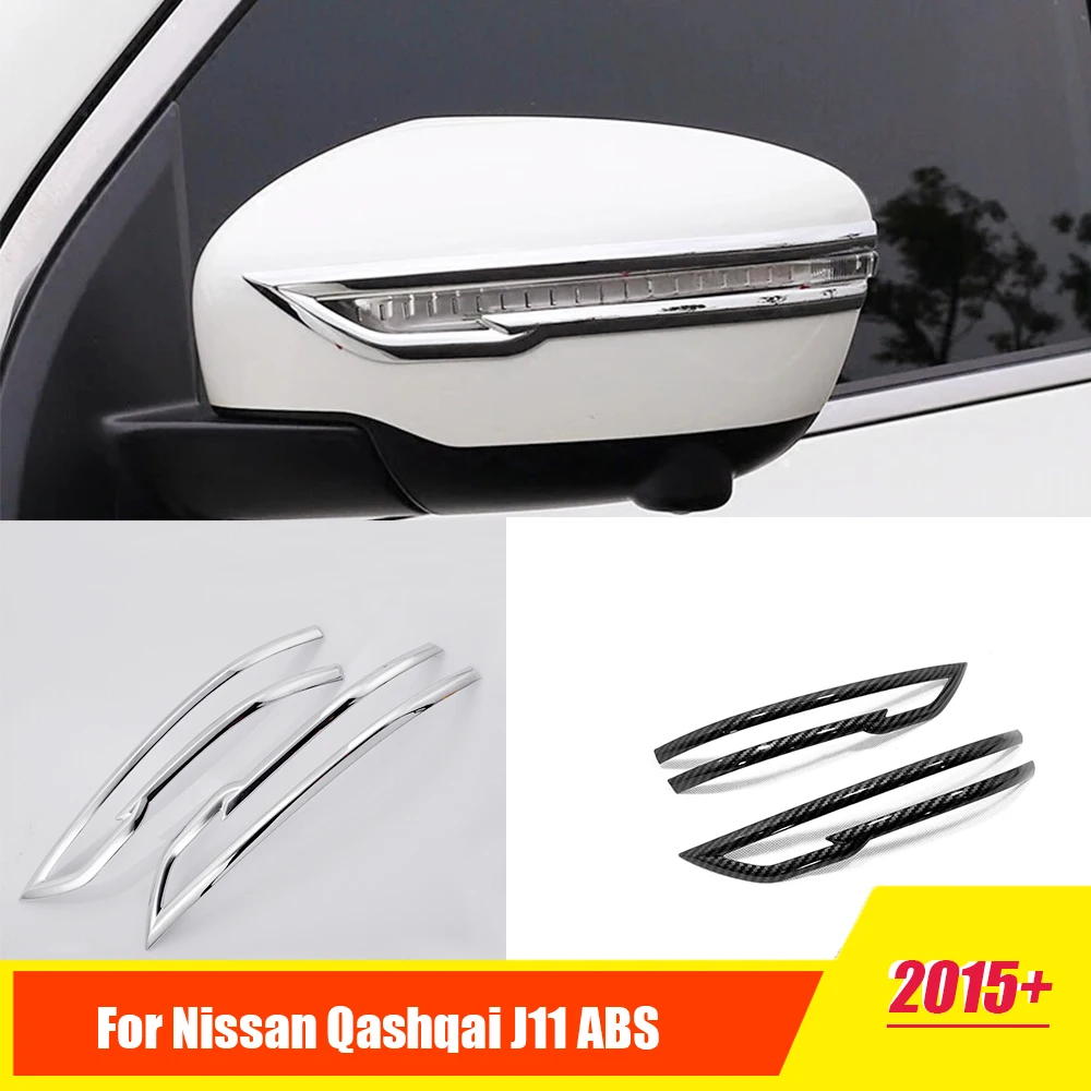 

ABS Chrome For Nissan Qashqai J11 2nd Rogue 2015 2016 2017 2018 Car Rearview mirror decoration strip Cover Trim Accessories 2pcs