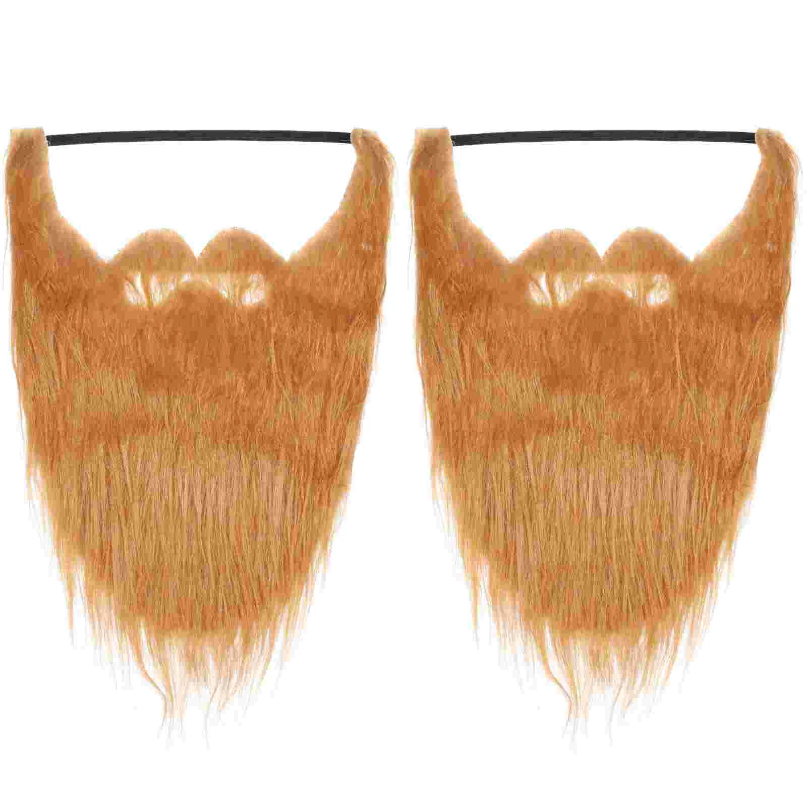 2 Pcs Halloween Long Hair Fake Beard Mustache False Retro Decor Simulation Mustaches Party Supplies Artificial Man