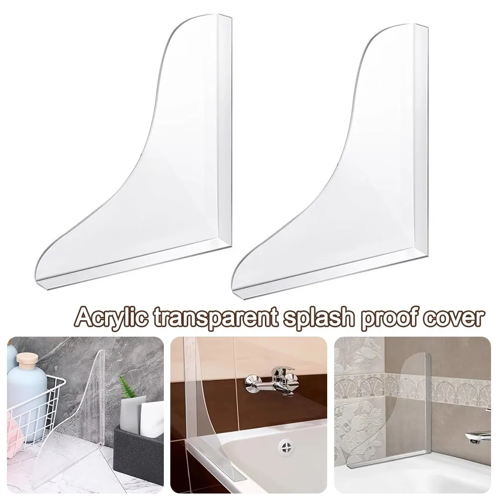 

New Acrylic Bathtub Splash Guard Easy Install Self-Adhesive Sink Splash Cover Transparent Waterproof Washbasin Sink Baffle Tub
