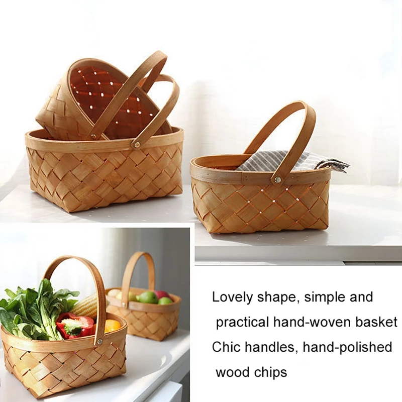 ตะกร้าเก็บของกล่องเก็บสินค้าพร้อมที่จับกล่องเก็บสินค้าตะกร้าไม้หวายทำด้วยมือ