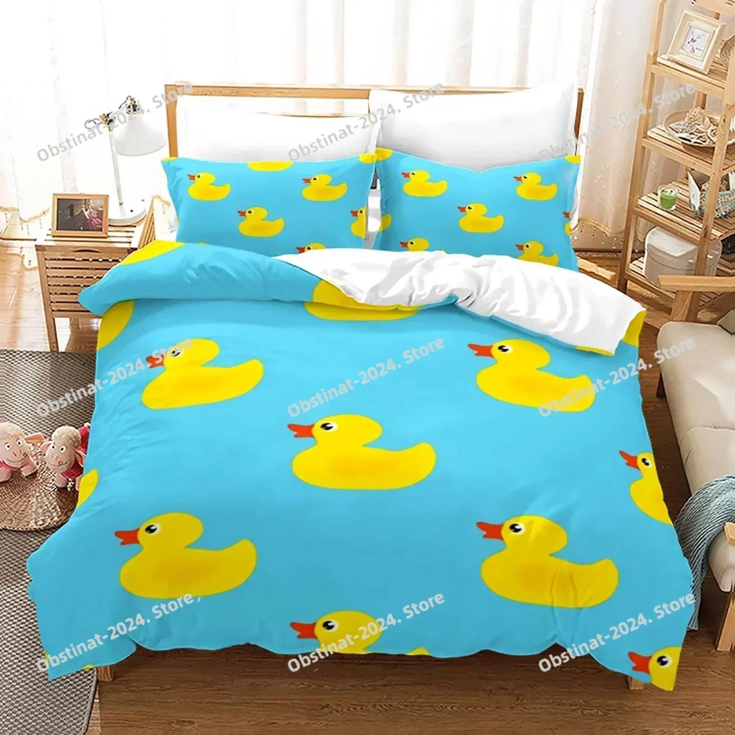 Yellow duck Bedding Set Single Twin Full Queen King Size Little duck Bed Set Aldult Kid Bedroom Duvetcover Sets 3D Print 020