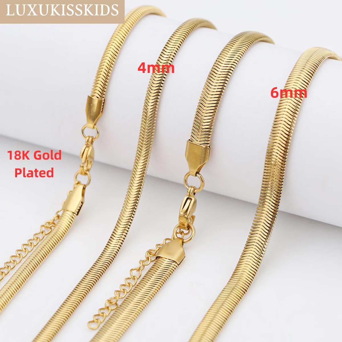 LUXUKISSKIDS Texture Flex Snake Chain Necklace Bracelet Sets Gold Plated Soft Bangle Stainless Fashion Woman/Men Jewelry Gifts
