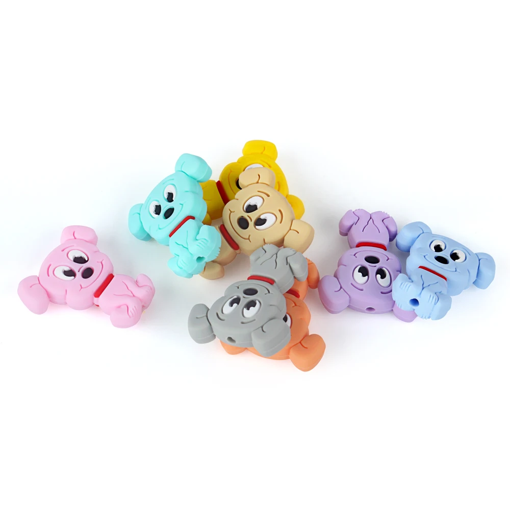 5/20/50pcs Cartoon Animals Pupp Silicone Beads DIY Beads to Make Bracelets For Jewelry Making Hapiship Lovely Mini Toys BPA Free