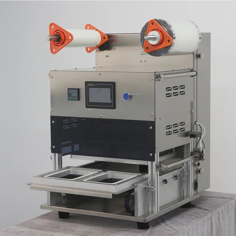 Multi-Cavity Food Tray Sealer MAP Packaging Machine Electric Film Heat Sealing