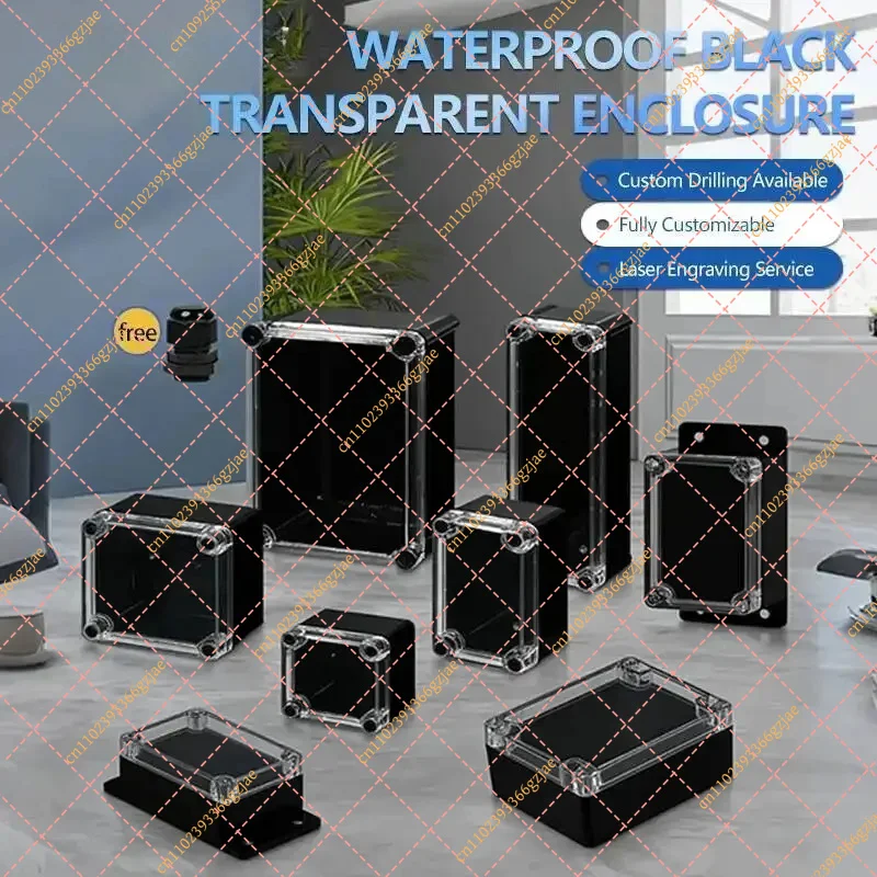 2pcs Transparent Waterproof Junction Box Black Terminal Switch Box for Indoor Outdoor Camera Power Supply, Replacement Part