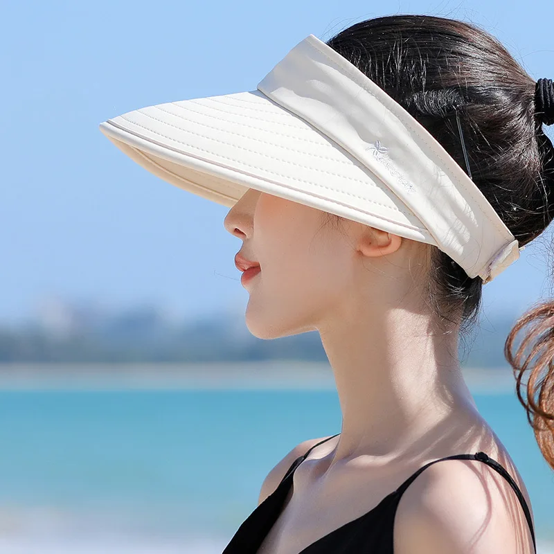 

Summer women's sun hat anti-ultraviolet beach sun hat windproof hat empty top detachable sun hat with large brim