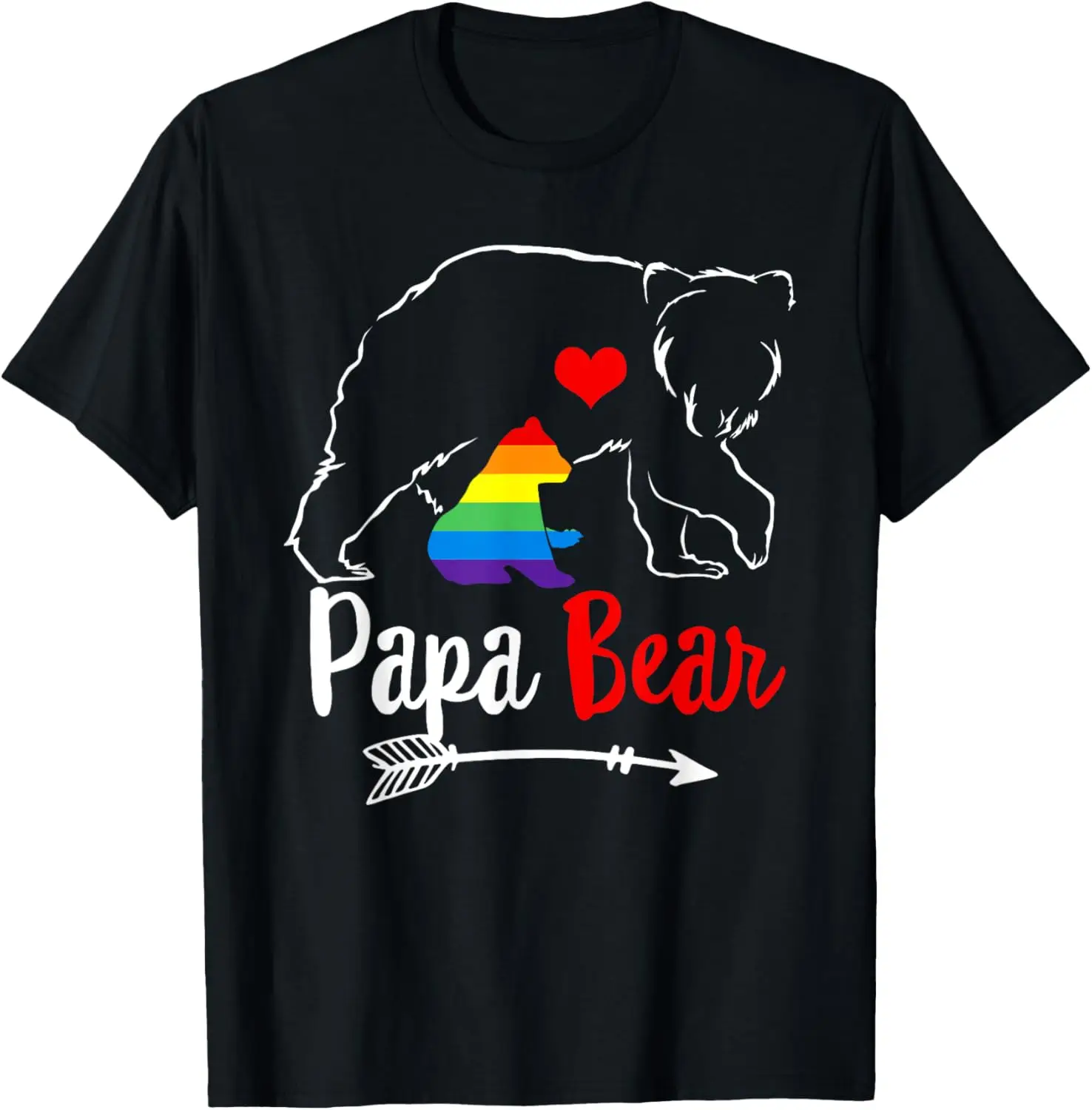 Papa Bear Proud Dad Daddy Ally LGBTQ Rainbow Flag Human T-Shirt