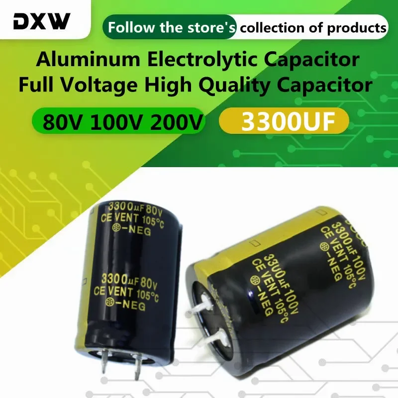 

2PCS/Lot Aluminum Electrolytic Capacitor 3300UF 80V 100V 200V Full Voltage High Quality Electrolytic Capacitor