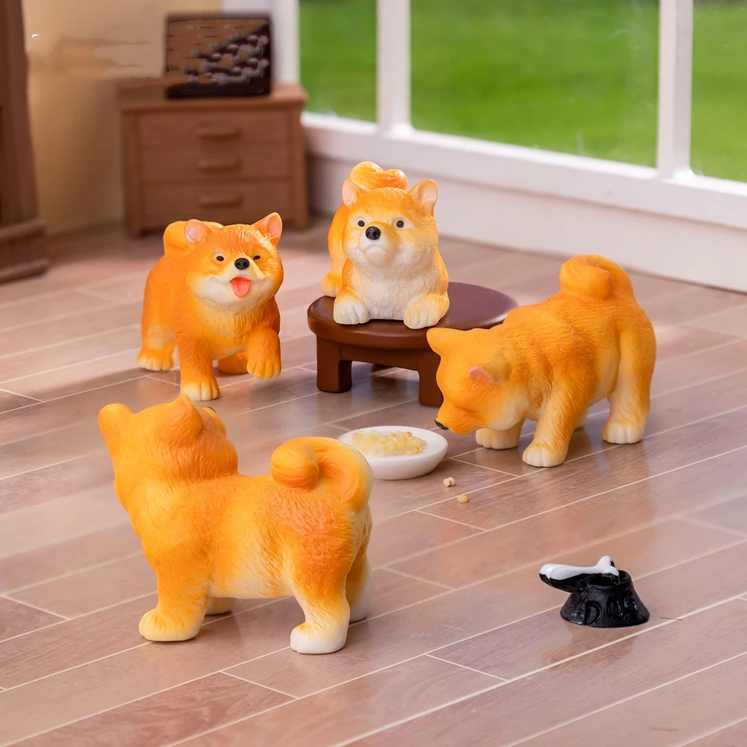 10pcs New Japanese Shiba Inu Resin Miniature Micro Landscapes Dog Animal Figurines Crafts Bonsai Doll House Fairy Garden Decor