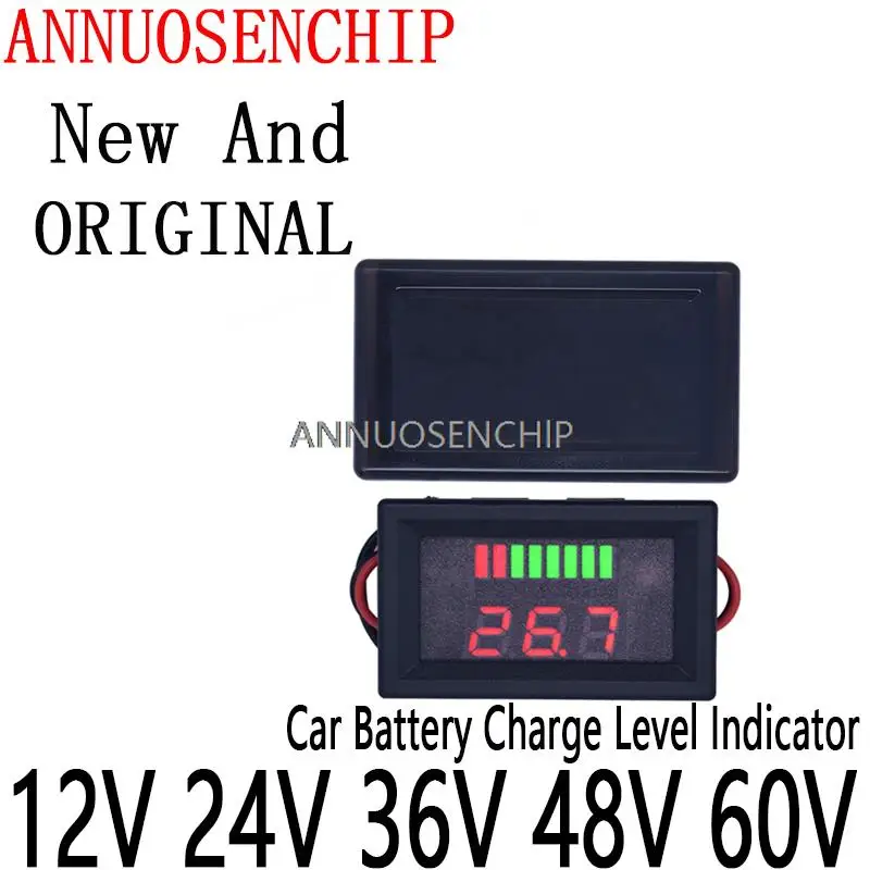 Indicador de nivel de carga de batería de coche, medidor de capacidad de batería de litio, probador de voltímetro LED con pantalla roja, 12V, 24V,