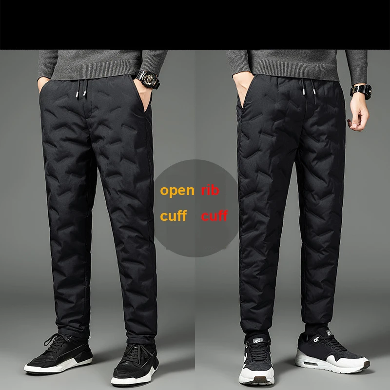 New 6XL Mens Winter Warm Thick Down Pants Husband Dad Waterproof Windproof Casual Trousers Man Outdoor Underwear Pants