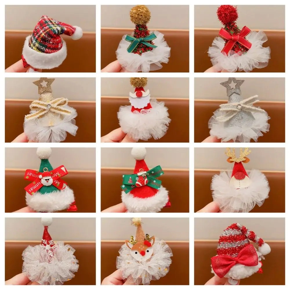 Christmas Hat Hair Clips Children\'s Cute Sequin Bowknot Red Christmas Antler Hairpins Christmas Party Costume Hair Accessories