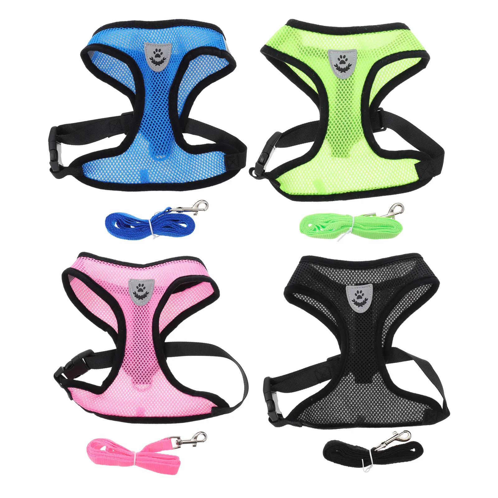 

4 set 4 Sets Pet Leash Waist Belt Walking Harness Dogs Soft Polyester Mesh Supply Lightweight Portable Dog Harness Leash Outdoor