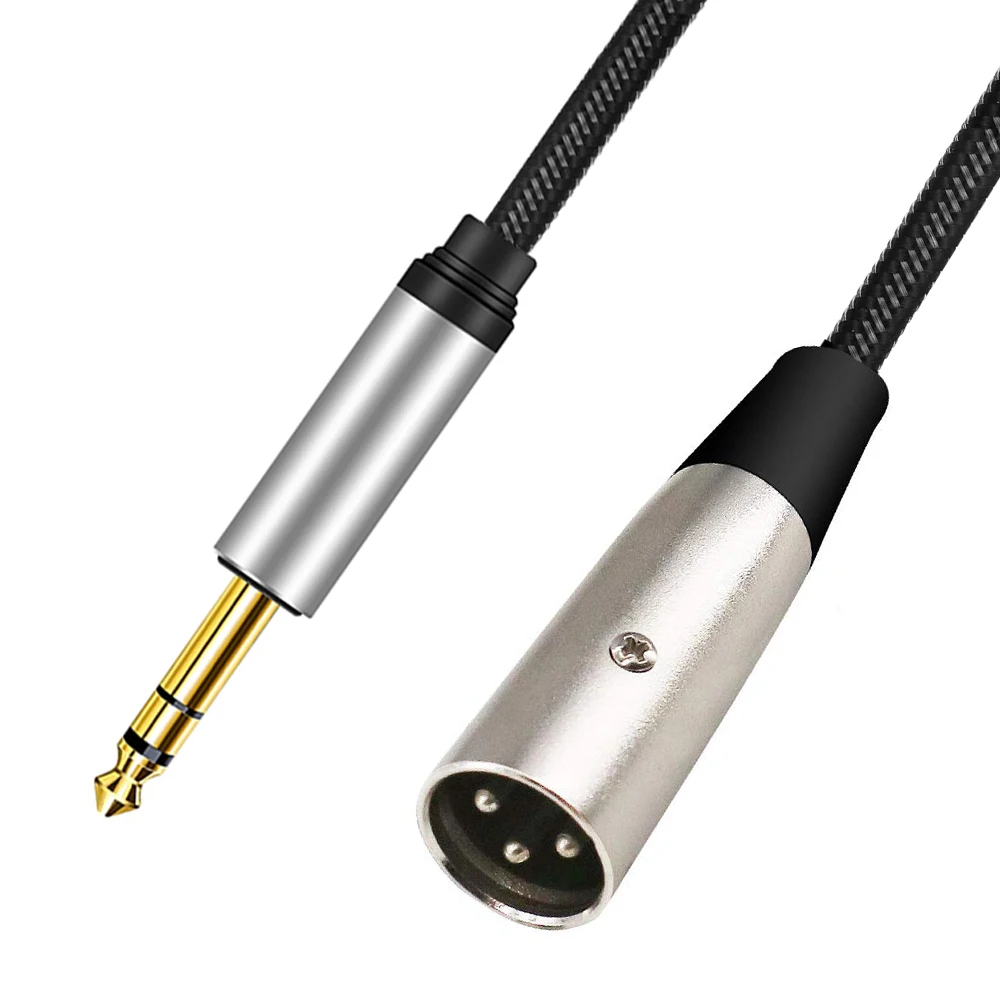 Nku XLR(3 핀)-1/4 인치 잭 TRS 케이블, 6.5mm 수-XLR 수 스테레오 균형 케이블, 기타 스피커 믹스용 상호 연결 코드