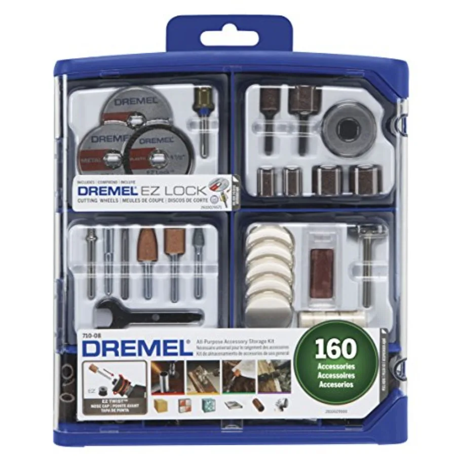 

160-Piece Rotary Tool Accessory Kit with EZ Lock Technology - 1/8" Shank - Cutting Bits Polishing Wheel and Compound Sanding Dr