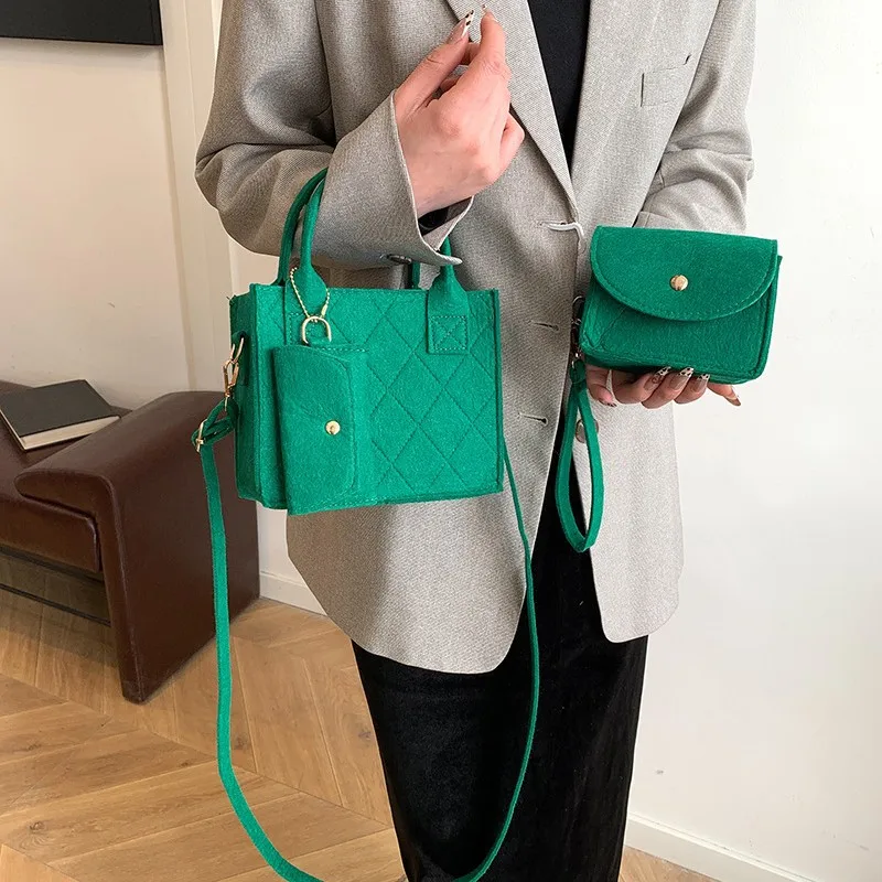 3pcs Women's Crossbody Bag and Handbag Set with Top Handle Design, Felt Quilted Tote Bag for Dating, Shopping, Work, Travel More image 6