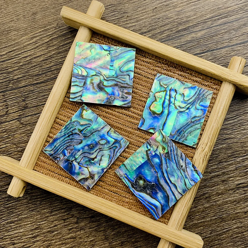 2pcs 25mm Random Pattern Square Abalone Sea Shell Jewelry Spacer Flat Back Patch Home Ornament Decoration Accessory Material