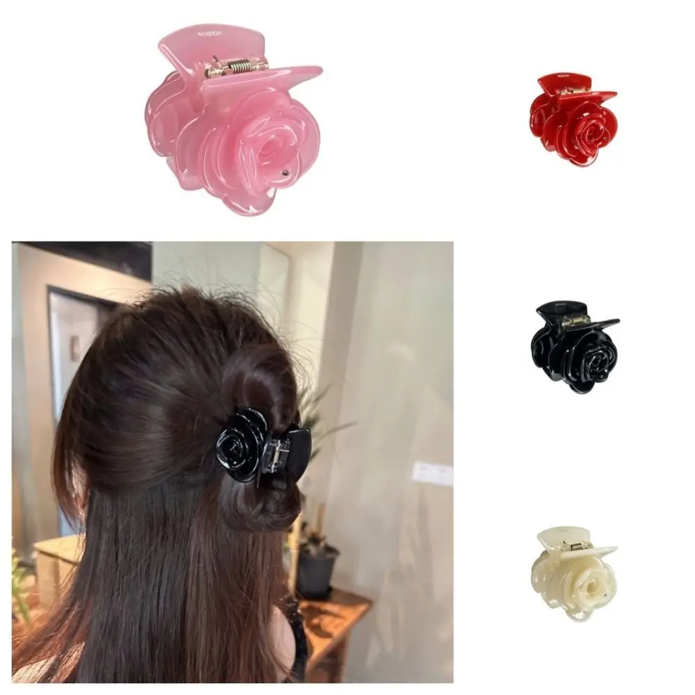 Vintage Romantic Rose Flower Hair Claws Hair Crab Clip Mini Hair Clip Floral Headwear Acetic Acid Party