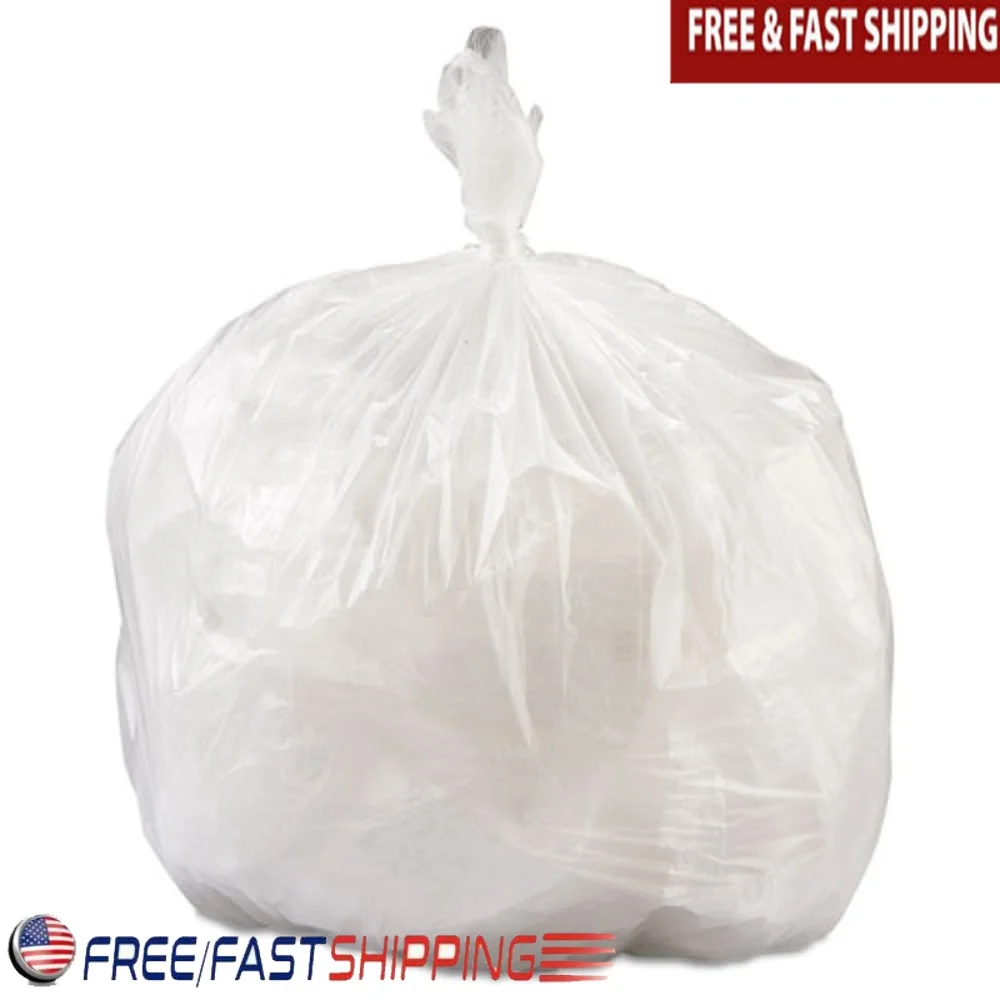

High Density Trash Bags 33 Gallon Heavy Duty Star Seal Coreless Interleaved Rolls 250 Count Durable Clear Waste Disposal Bags