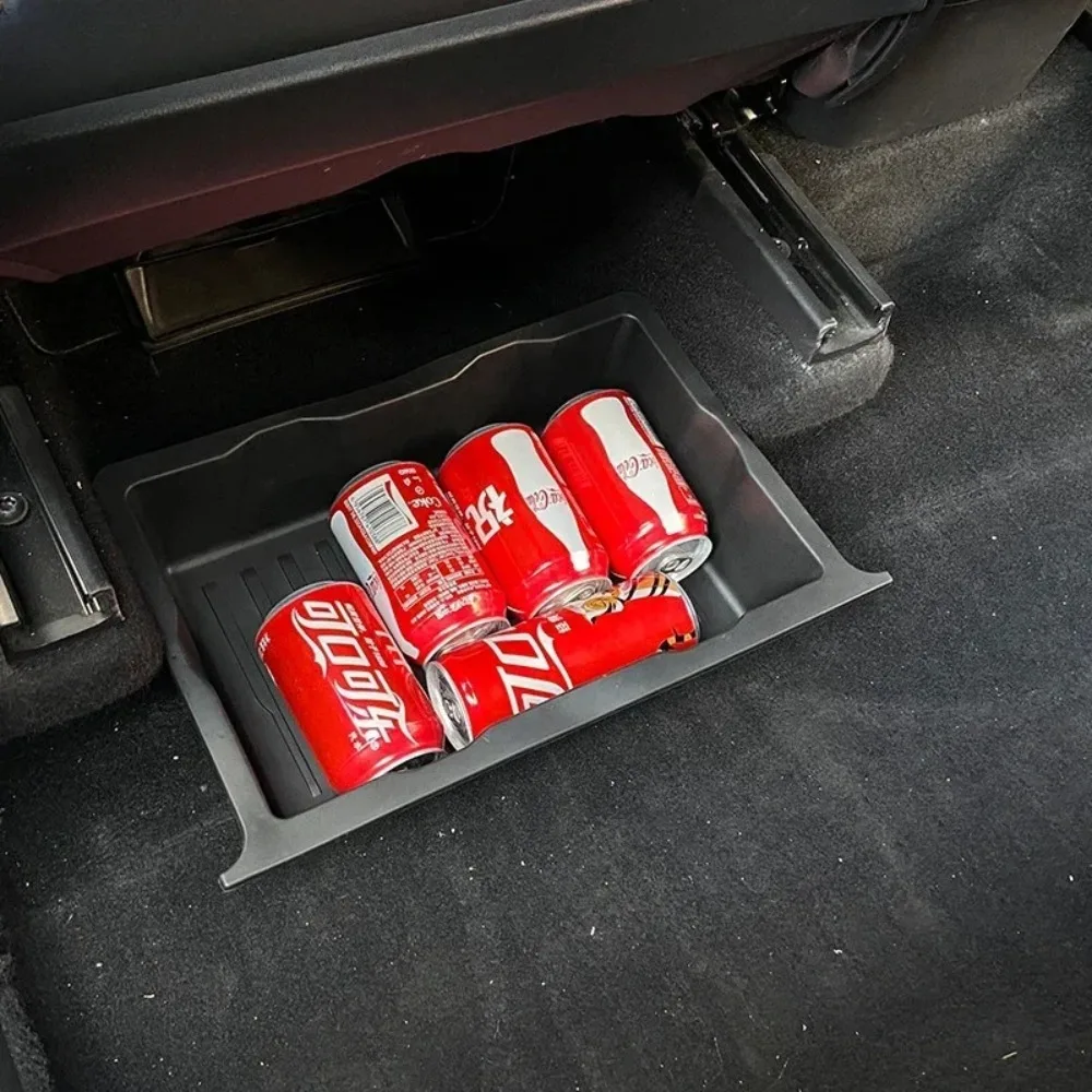 Underseatfor Tesla Model Y 2021-2024 Storage Box Seats Drawer TPE Hidden Storage Tray Push Pull Car Organizer Car Accessories