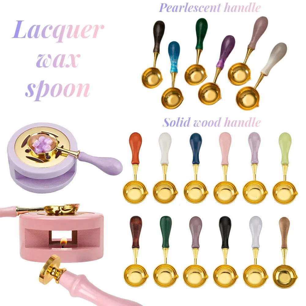 

Fire stamp Wax spoon accessories European style retro Solid wood Wax melting spoon Macaron Pearlescent color Wax stamp tool