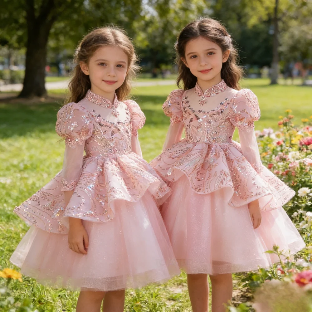 

2026 Girls Birthday Princess Dress Flower Gown Kids Formal Party Celebration Eid Mubarak Girl Host Recitation Piano Performance