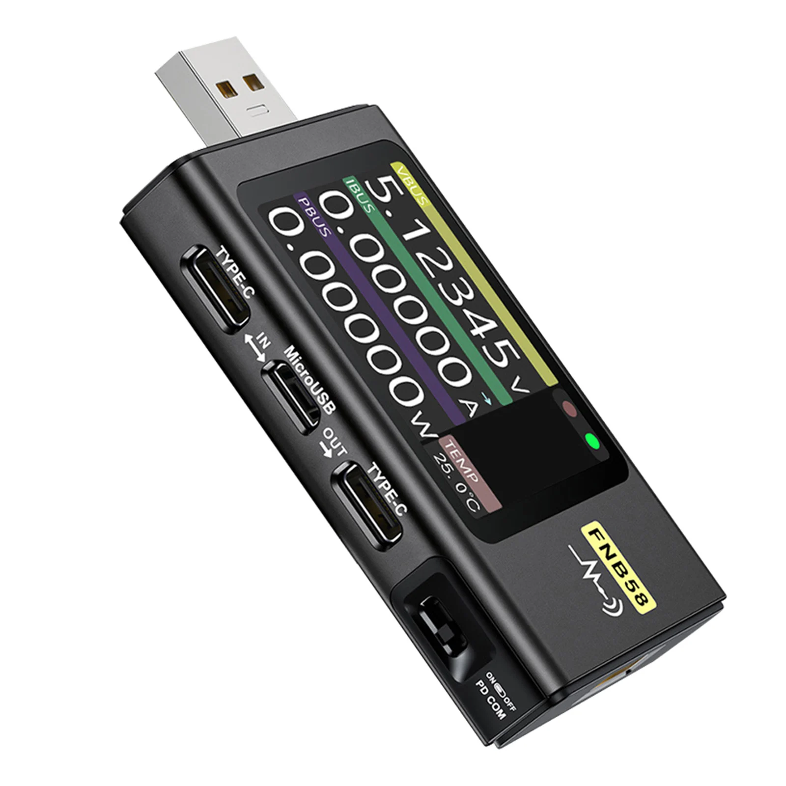 FNB58 USB 테스터 전압계 전류계 TYPE-C, 고속 충전 감지 트리거 용량, 82*42*13mm 테스트 미터, 1 개