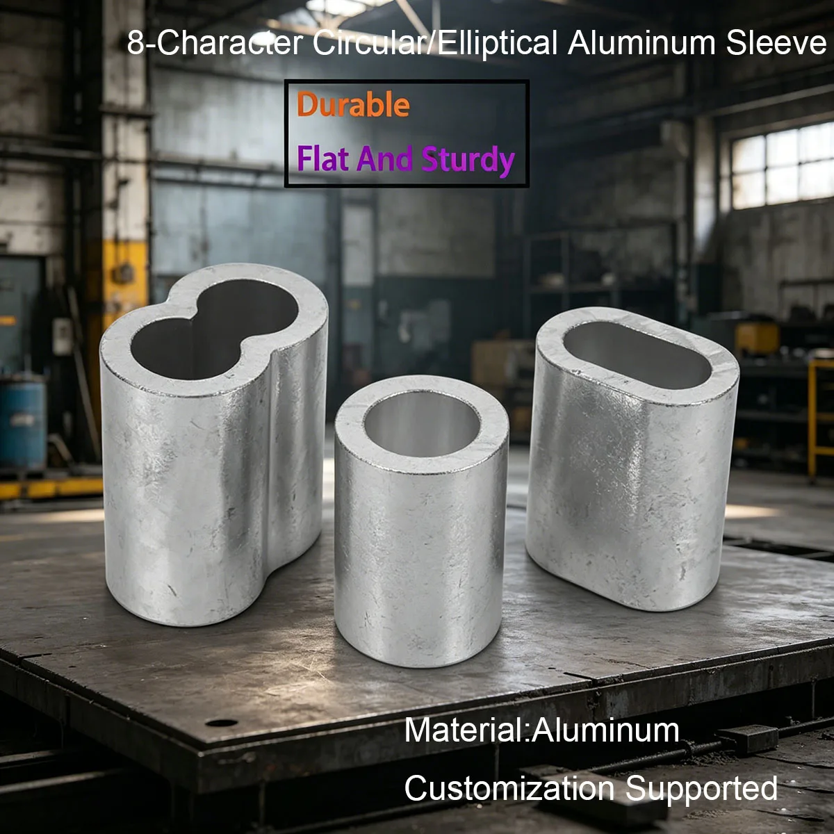 Double Hole Oval Aluminum Sleeve, Wire Rope Fishing Line Lock Clip Crimp Connector Figure 8 Aluminum Ferrule