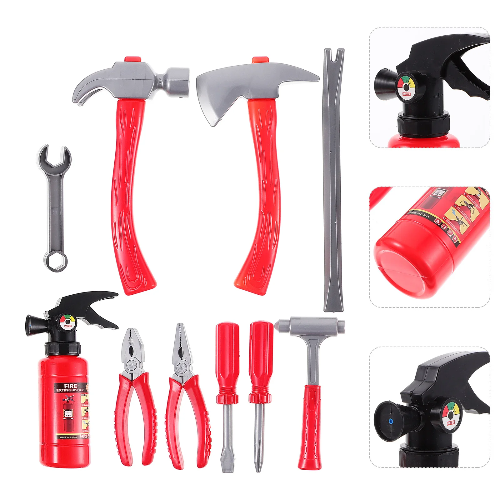 مجموعة واحدة من أزياء رجال الإطفاء للأعمار من 3 إلى 5 سنوات، خفيفة الوزن، قبعة رجل الإطفاء، لعب الأدوار، محاكاة داخلية لمكافحة الحرائق #5