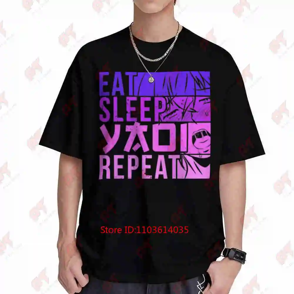 Eat Sleep Yaoi Repeat Anime Manga Short Sleeve Tee 100% Cotton T-Shirt