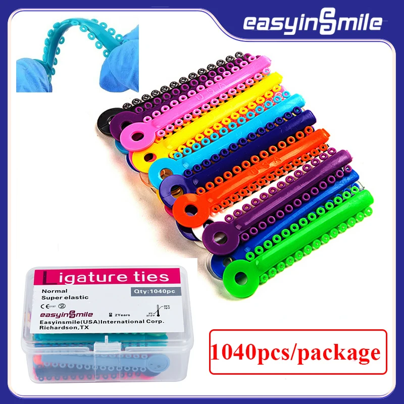 1040Pcs Dental Orthodontics Elastic Ligature Ties Braces Super Rubber Bands Ligating Modules Ortho Material Braces Easyinsmile