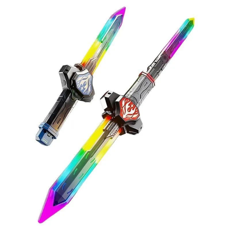 LED Colorful Flash Transform Sword Toy, Sound Smoke Simulation, 2-in-1 Combined Battle Sword Cosplay Party Gift
