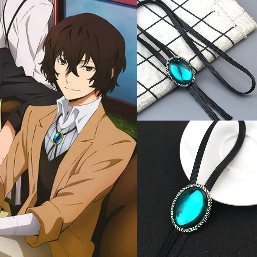 Bungo Stray Dogs Dazai Osamu Cosplay Collar Necklace Clothes Chain Gem Brooch Pin Anime Accessories