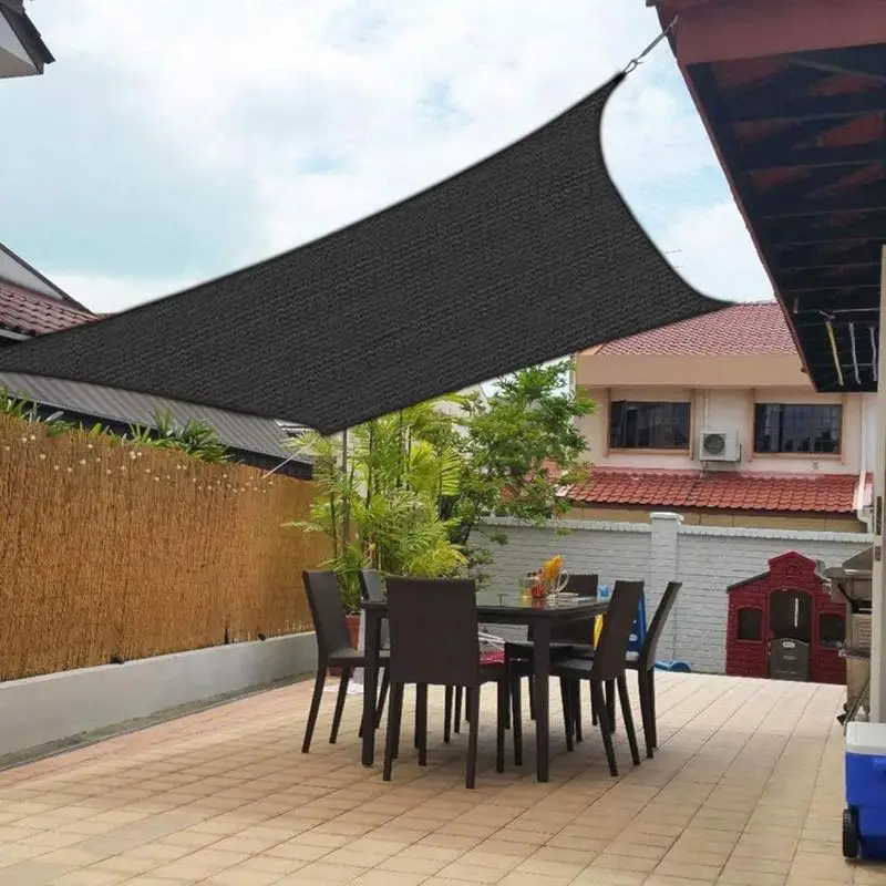 Waterproof Sun Shade Sail Black Shade Cloth Sunblock Mesh Cover Breathable Fabric UV Block Canopy For Gardens Courtyards Pools