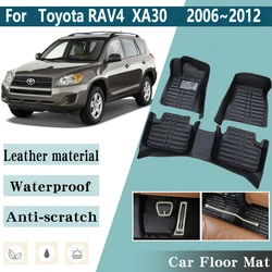 LHD Car Floor Mat for Toyota RAV4 XA30 2006~2012 Car Waterproof Leather Foot Inner Liner Carpet Pad Custom Cover Rug Accessories