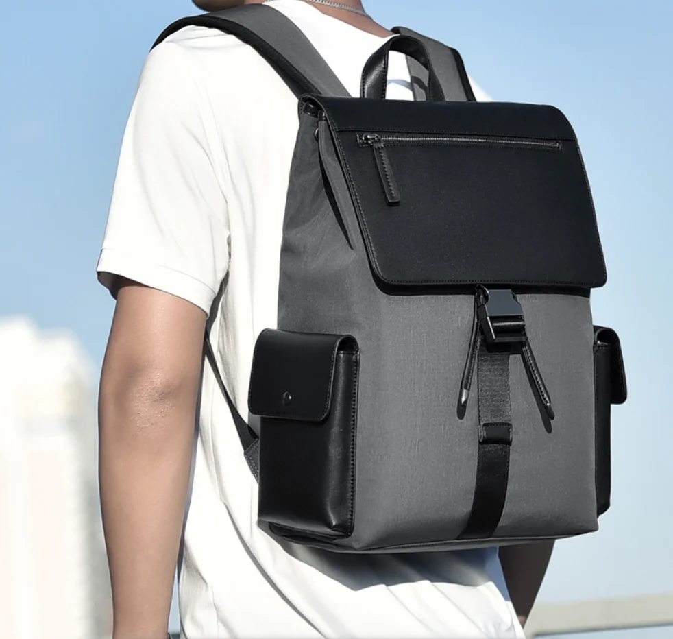 Leather Backpack For Men Retro Hand-held Oil Wax Canvas Simple Leisure Travel Business Fashion backpacks computer schoolbag sacs