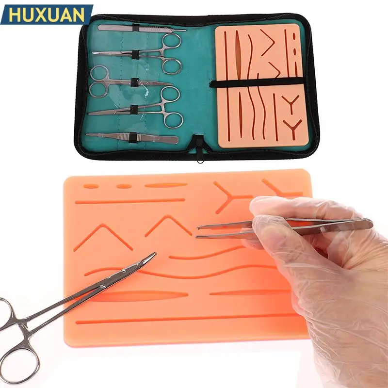 Wound skin practice pad suture training kit surgery bra set seams surgical thread needles scissors suture material surgeon kit