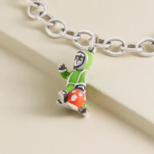 James Avery Charm S925 Sterling Silver Enamel Halloween Dinosaur Costume Dangle Charm, Pendant for Bracelet Necklace DIY Jewelry