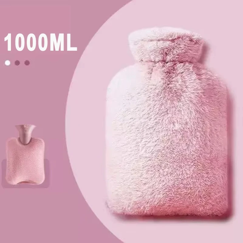 

500/1000ML Hot Water Bag Soft Hand Warmer Bottles Removable Washable Foot Warmer with Cloth Cover Explosion-Proof Girl Winter