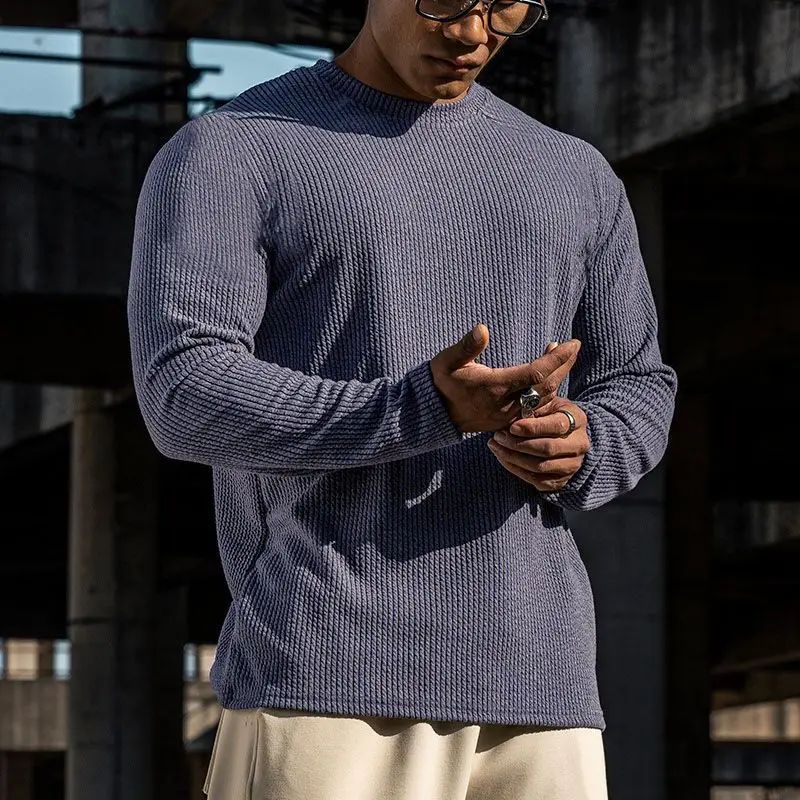Men's Long Sleeve Sports T-Shirt Fashion Round Neck Stretchy Slim Fit Fitness Running Base Layer Top Spring Autumn​