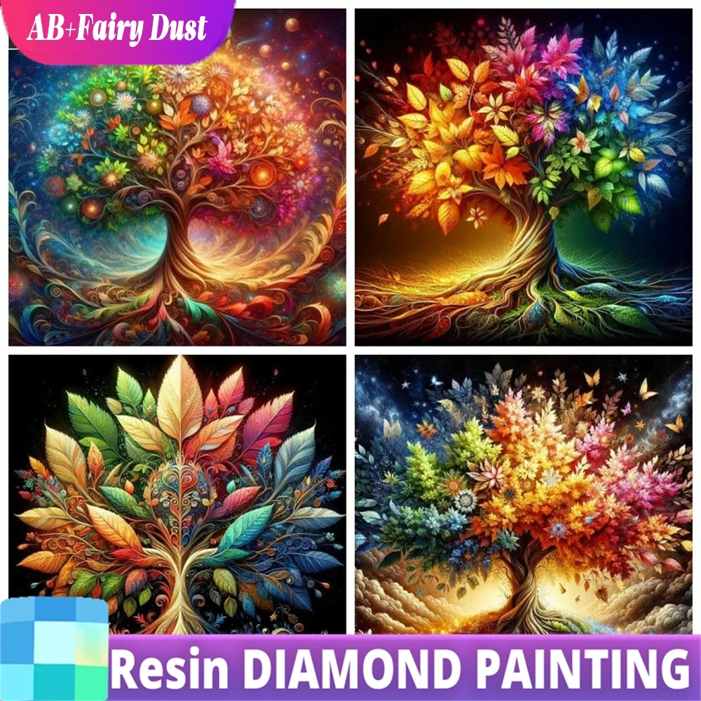 Смола Фея Пыль AB Полная Алмазная Картина Пейзаж Diy 5d Мозаика Дерево Фэнтези Новый Коллекционный Набор Настенный Декор Подарок Ручной Работы